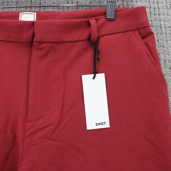 Swet Tailor Chino Shorts Mens Size 34 Red Solid Performance Lightweight NWT - Picture 2 of 10